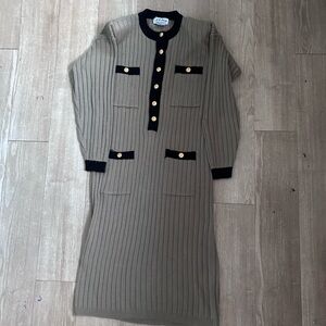 Elegant Khaki Sweater Dress